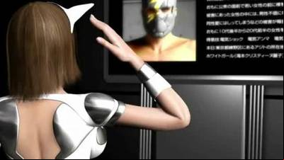 Gorgeous hentai cutie in futuristic latex suit