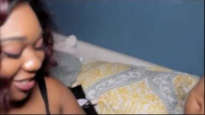 Ebony bbw gets her mouth fucked by 2 big black cocks